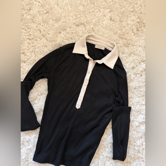 Rag & Bone Women's Black and White Knit Polo - Picture 6 of 8